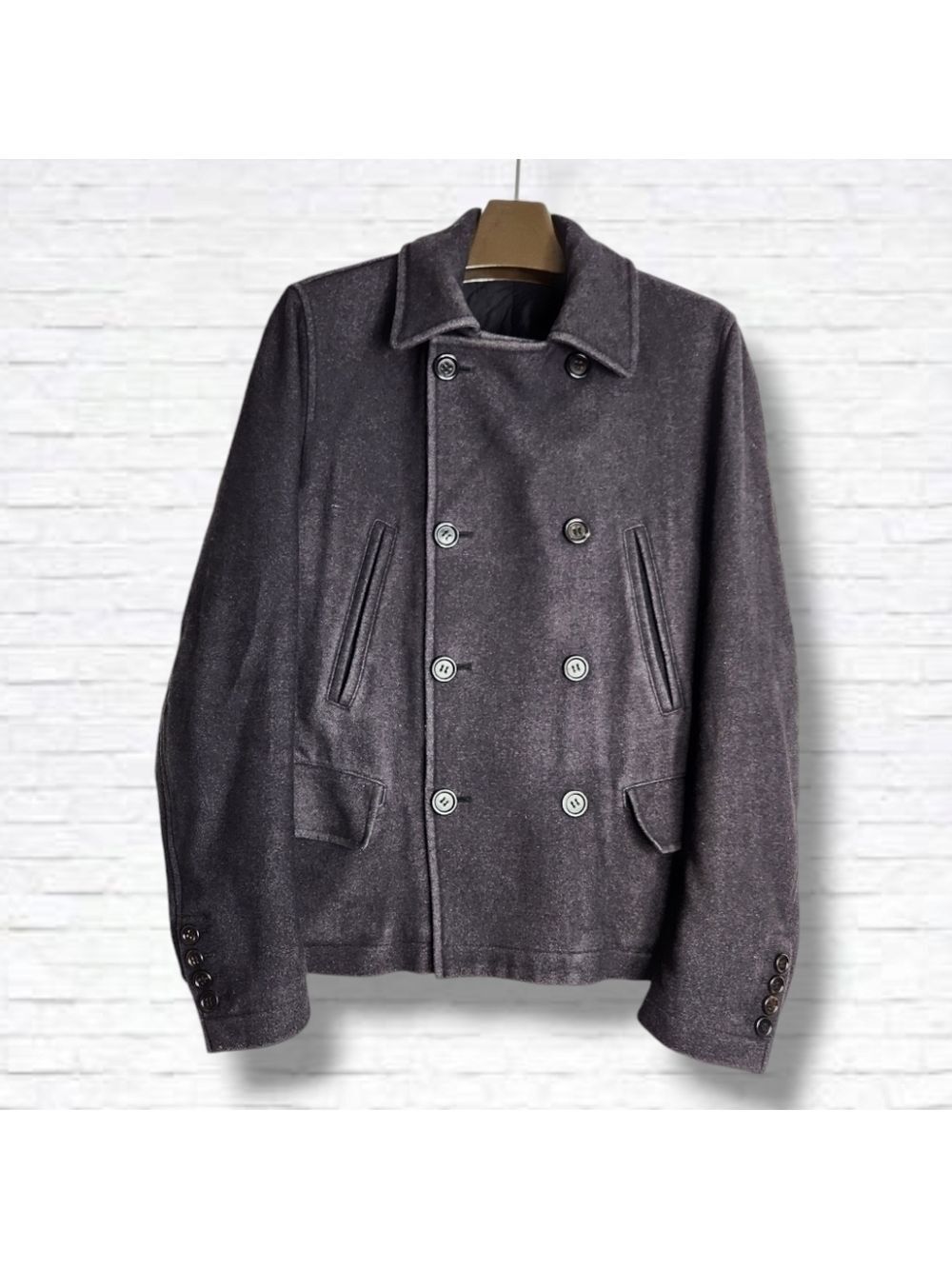 Dolce & Gabbana Men's Double Breasted Black Wool Pea Coat Size 50 EU